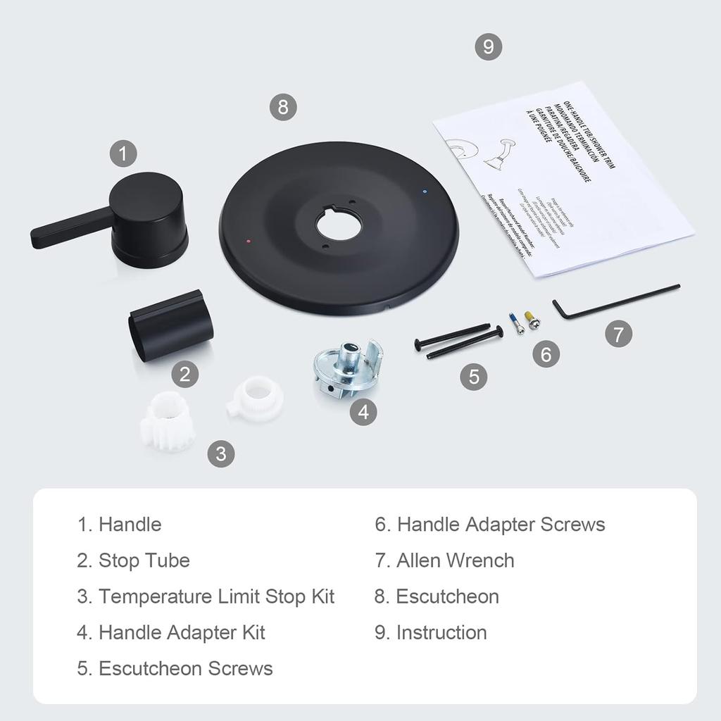 Shower and Tub Trim Kit, Compatible with Moen Posi-Temp Valve, Matte Black