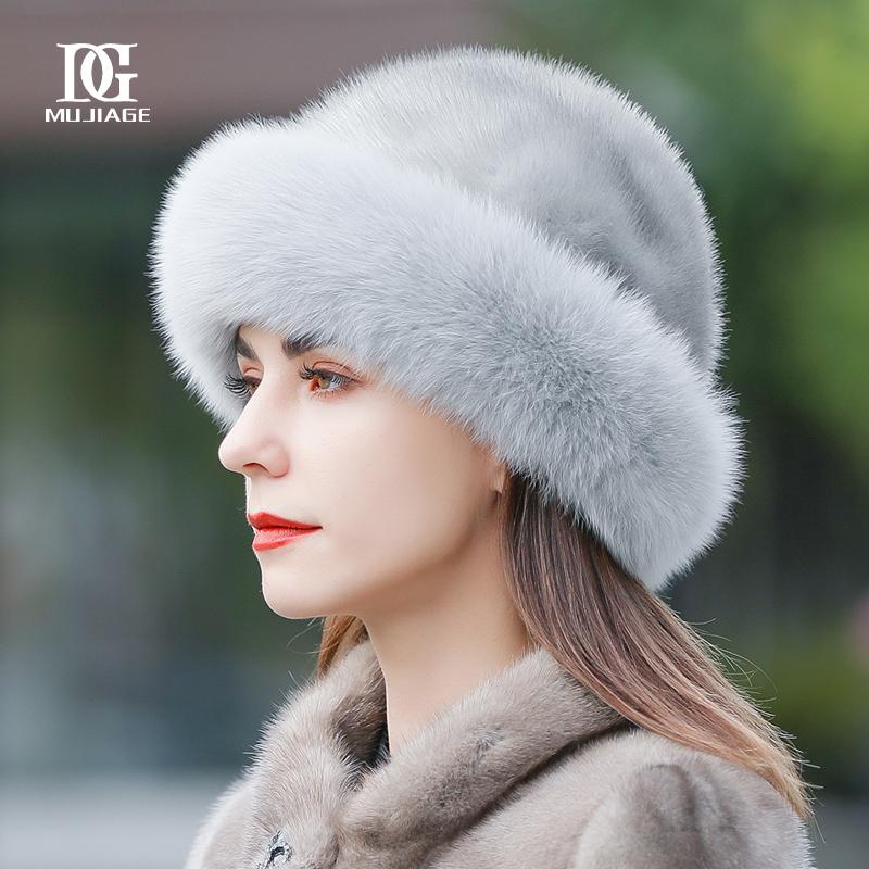Chapeau de fourrure femme hiver version coréenne de fourrure de vison chaude mode vison Joker hiver fourrure de renard chapeau de pêcheur de neige.