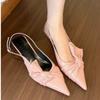 Fashion Women's Shoes Summer Street Style Butterfly-knot Pumps Sexy Pointed Toe Stilettos Woman Shoes Elegant Slingbacks Sandalias Mujer