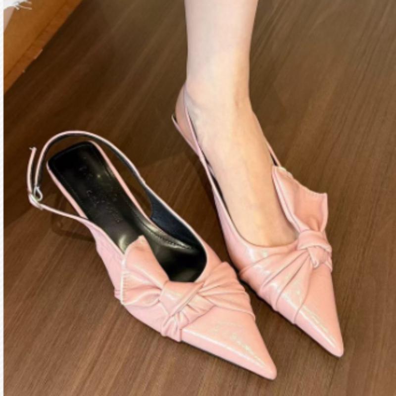 Fashion Women's Shoes Summer Street Style Butterfly-knot Pumps Sexy Pointed Toe Stilettos Woman Shoes Elegant Slingbacks Sandalias Mujer