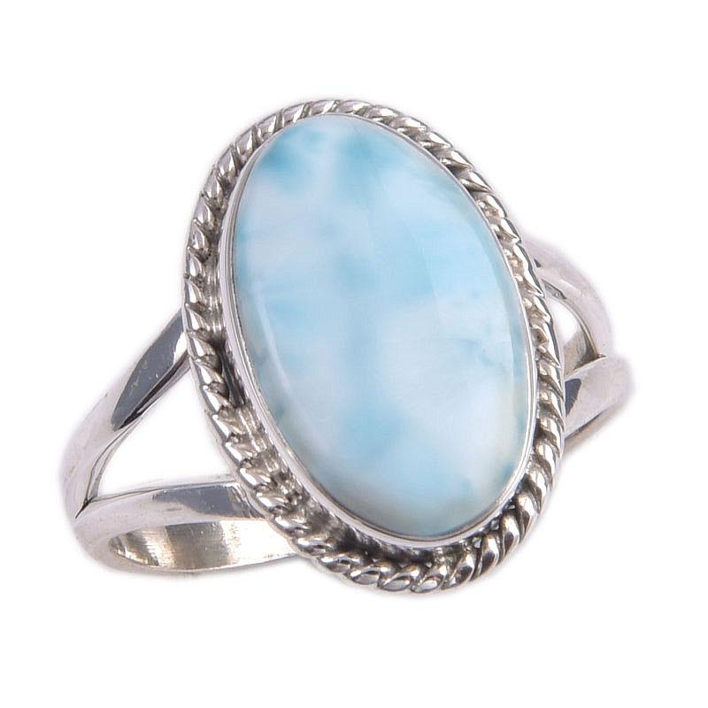 Natural Republic Larimar Gemstone 925 Solid Sterling Silver Gift Ring S.7 S4b93