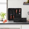 Black Chef Knife Roll Bag 5 Pockets Carry Case Portable Oxford Kitchen Cooking Knives Storage Bags Durable Knife Carrying Punch