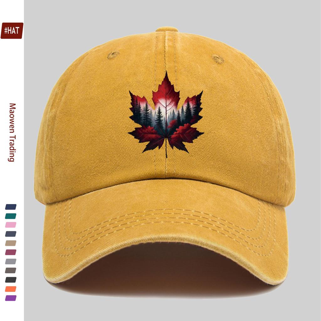 pc Red Maple Leaf Print Pattern Baseball Cap Fashion Decor Sun Hat for Travel Lovers Truck Driver Papa Hat Comfortable And L