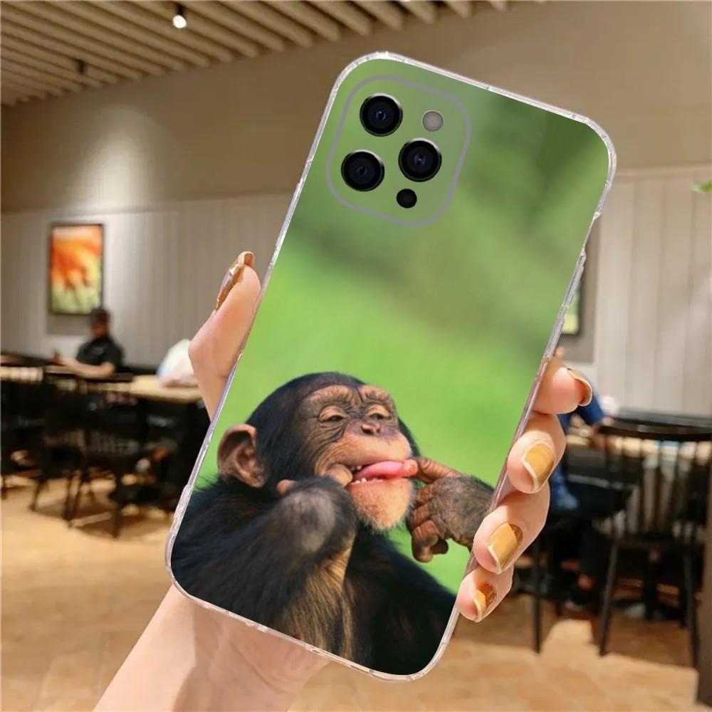 Monkey Sipping Caprisun Meme Phone Case For iPhone 15,14,13,12,11 Plus,Pro,Max,XR,XS,X,7,8 Plus,SE,Mini Transparent Soft Cover