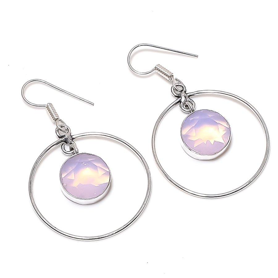 

Natural Milky Opal Gemstone 925 Sterling Silver Jewelry Earring 1.85 H0F23