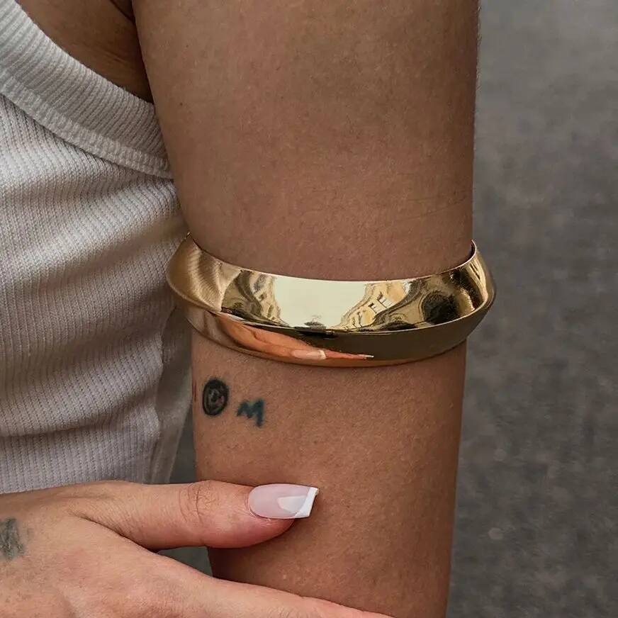 Ingemark Punk Vintage Arc Metall Arm Oberarm Manschetten für Damen Neuer Trend Goth Rund Armband Bangle Party Täglicher Schmuck Steampunk