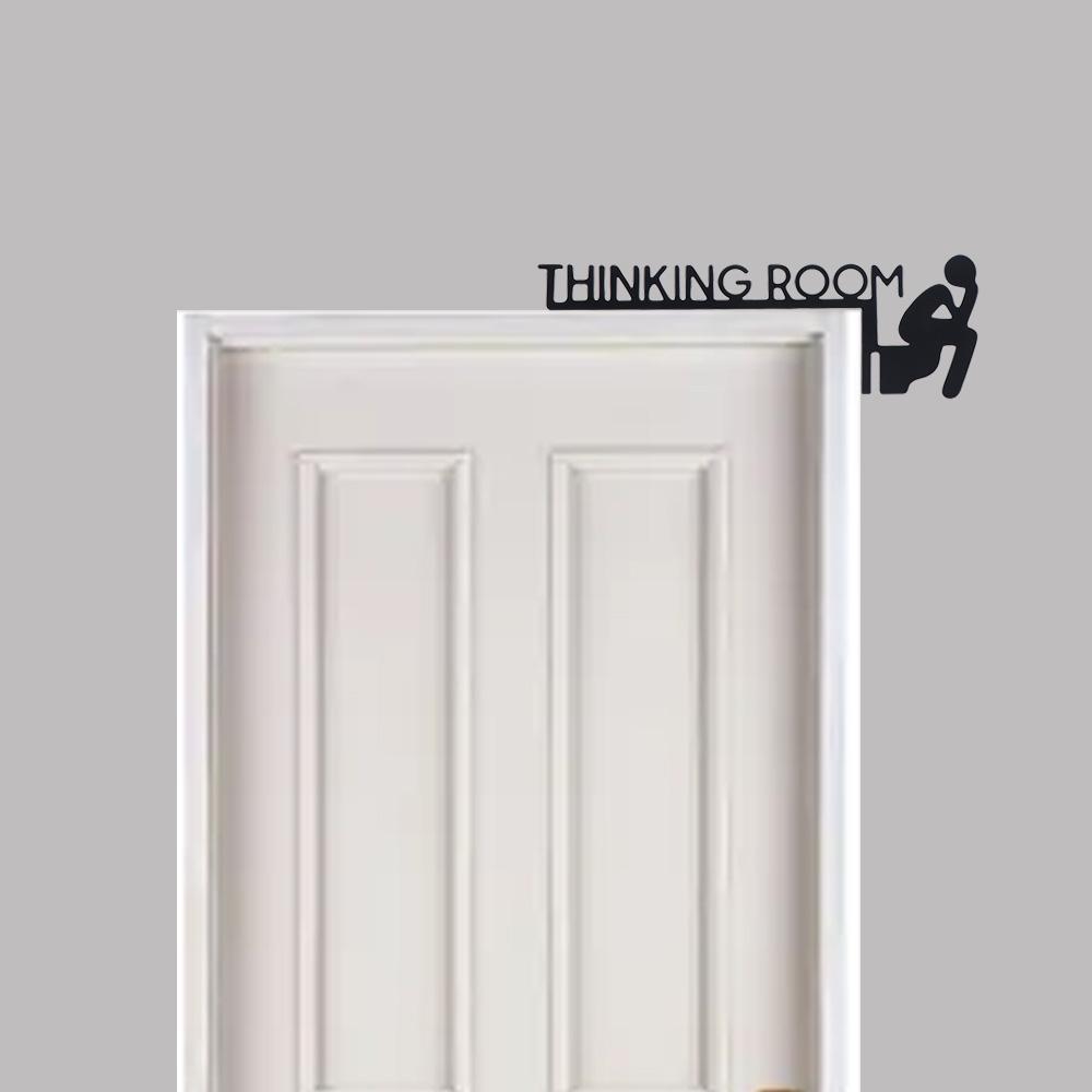 Black Thinking Room Wall Mount Sculpture Metal Decorative Door Frame Pendant Toilet Door Sign Home