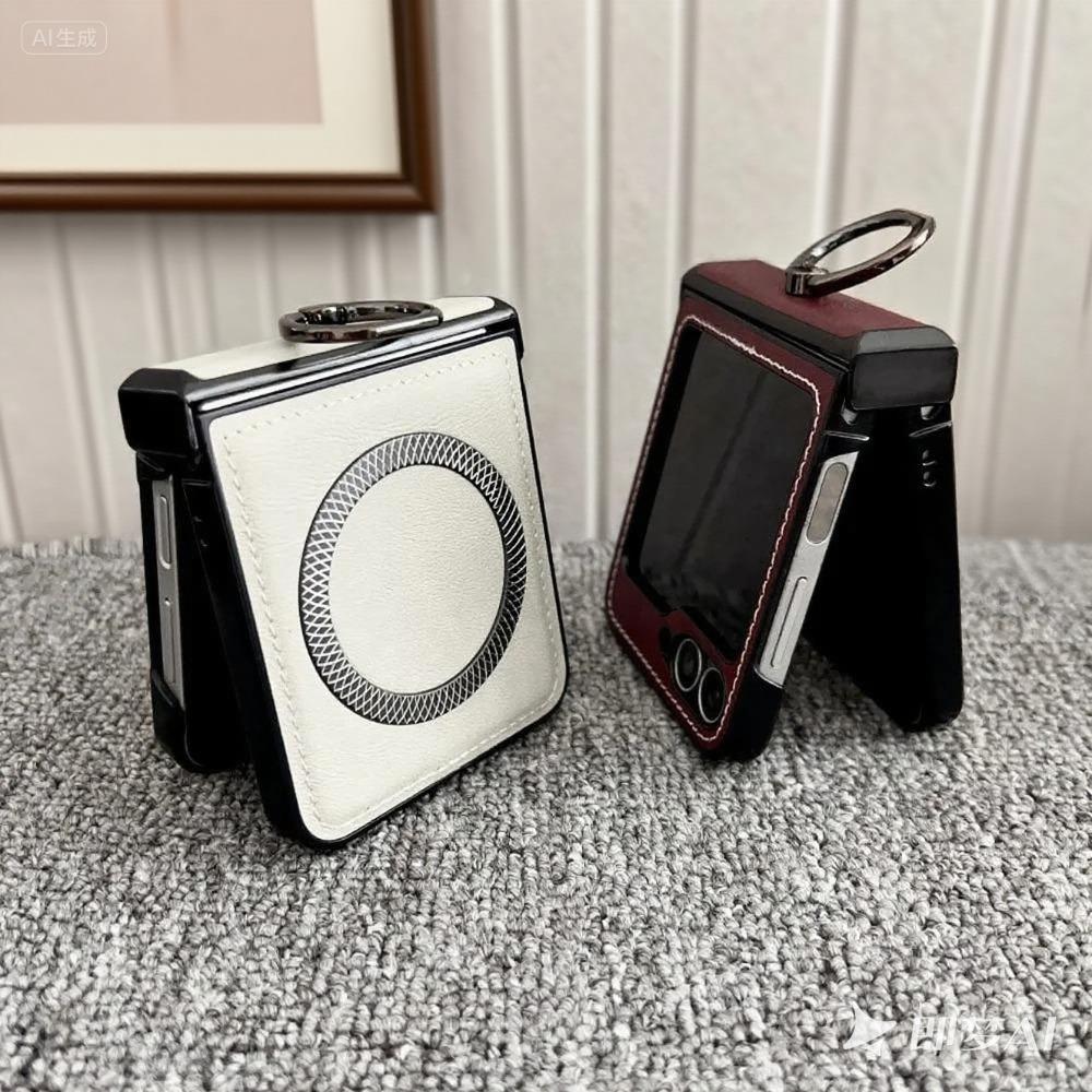 New Frosted Leather Pineapple Texture Ring Holder Magnetic Phone Case For Samsung Galaxy Z Flip 7 FE 6 5 4 Wireless Charge Cover
