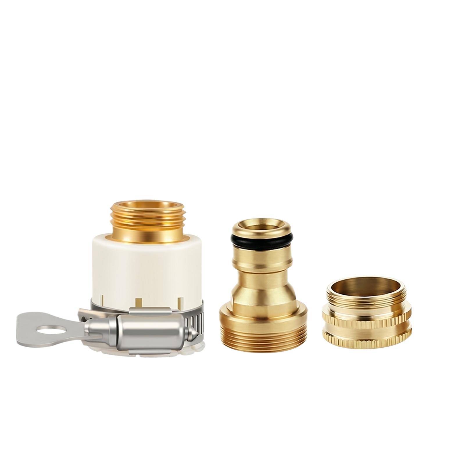 

Brass Garden Hose Quick Connector Set with Stainless Steel Clamp Durable Threaded Fittings for Easy Water Hose Attachment and Detachment One Size жёлтый