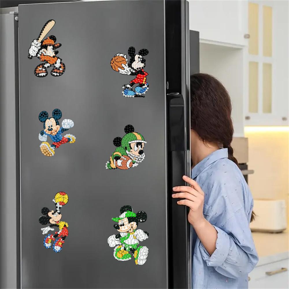 6Pcs Sports Series Diamond Art Fridge Magnet Diamond Painting Refrigerator Magnet DIY Fridge Stickers for Fridge Whiteboards