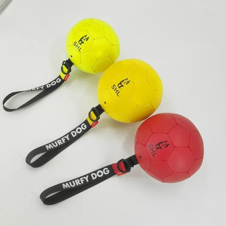 Interactive Throwing Training Game Soccer Ball Bite-proof Pet Dog Ball Toy Cowhide Harmless Teeth for Dog Pet Training Supplies