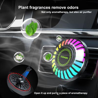 Auto-Lufterfrischer mit Aroma 24 LED-Atmosphärenlampe Lufterfrischer Sound Control App Control Auto-Innenraum Musiklicht