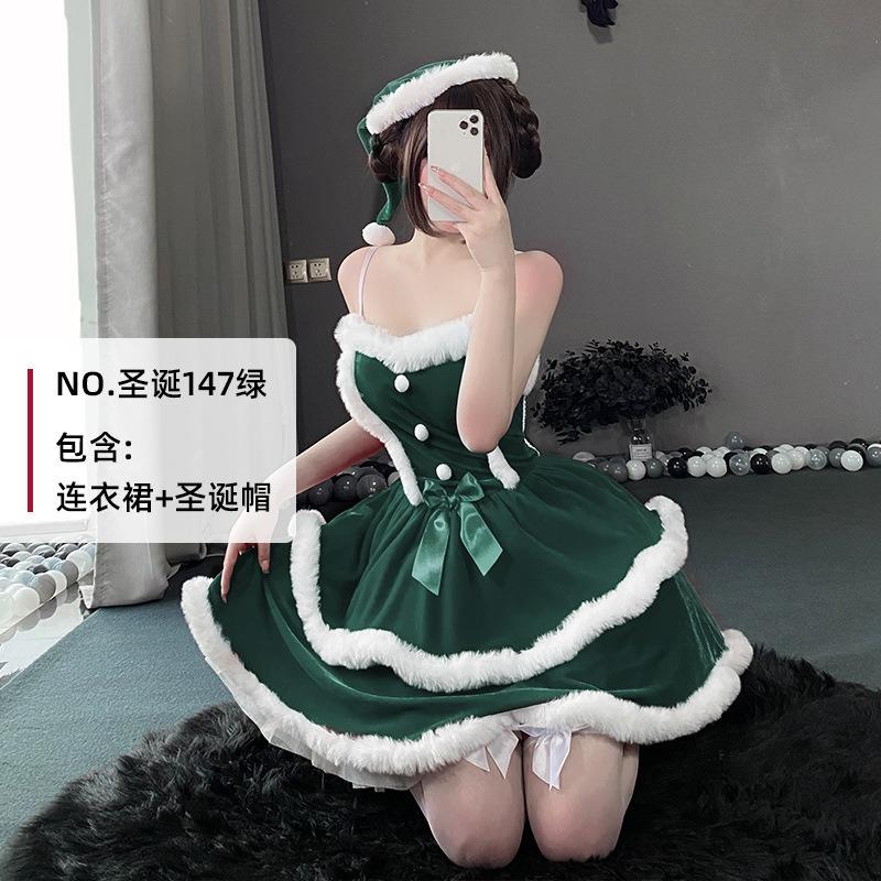 Christmas Costume Cosplay Bunny Dress Uniform New Robe Red Velvet Suspender Dress