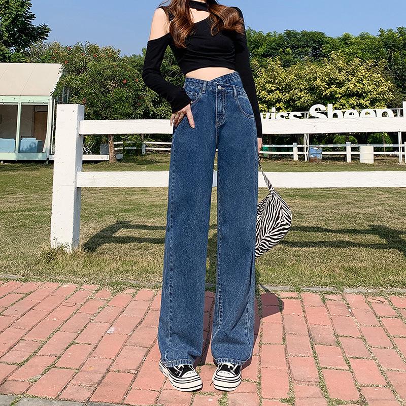 Women s 2022 Summer Loose-Fit Wide-Leg Cross Jeans Extra Large