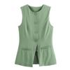 Kaslead New Arrival Women's Fashion Style Fashion Minimalist Sleeveless Button Decoration Vest Casual Shorts Suit