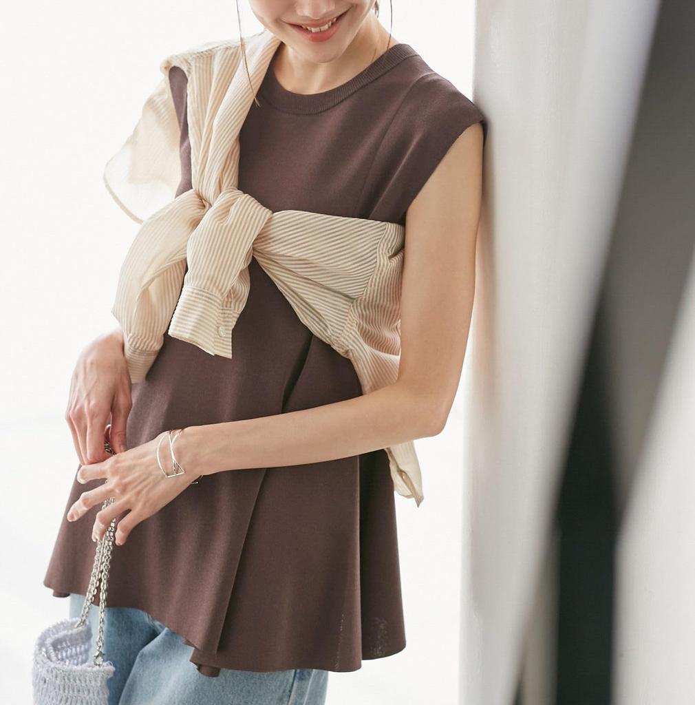 ROPE PICNIC Peplum Knit Pullover Chairosub Women's (Machine Washable, Anti-Pilling) GDM15240, (Size 22)