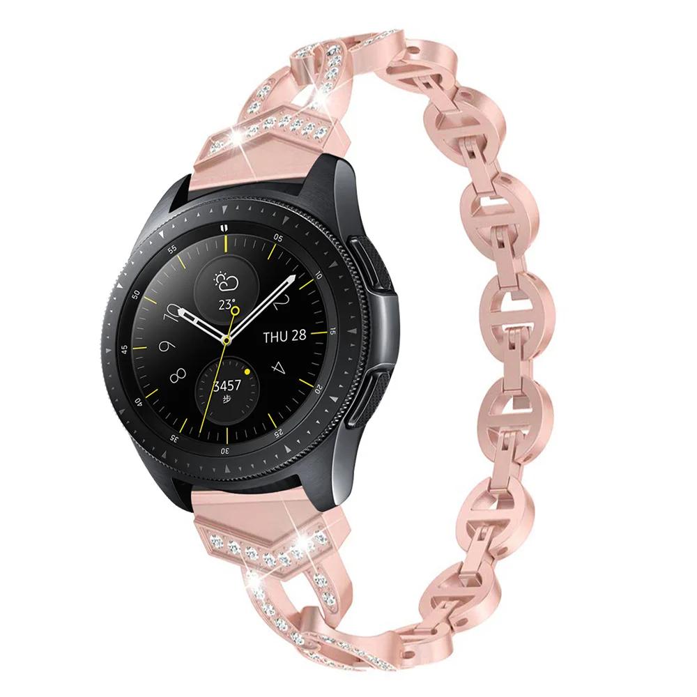 

Металлический алмазный ремешок для Samsung Watch 7 6 5 4 FE Huawei GT5/4/3/2 Металлический ремешок с быстросъемным креплением для Amazfit Active 2/GTR 4/GTS 4 22mm розовый