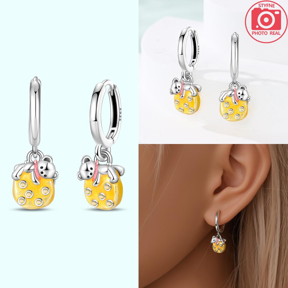 Earrings 925 Silver Sunflower Doughnut Strawberry Flower Cherry Earrings Jewelry Women Anniversary Gift