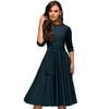 Autumn 2022 Round Neck Tie-Waist Mid-Sleeve Dress with Large Swing Skirt