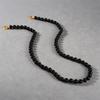 Simple Black Agate Stone Necklace Copper Plated 18K Real Gold Light Luxury Premium Retro Round Bead Collarbone Chain Female