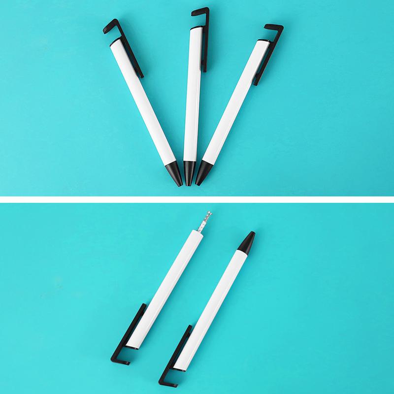1/5 Sets Diy Sublimation Ballpoint Pen Blank Aluminum Tube Body Ball Pens Cellphone Stander Holder With Shrink Films