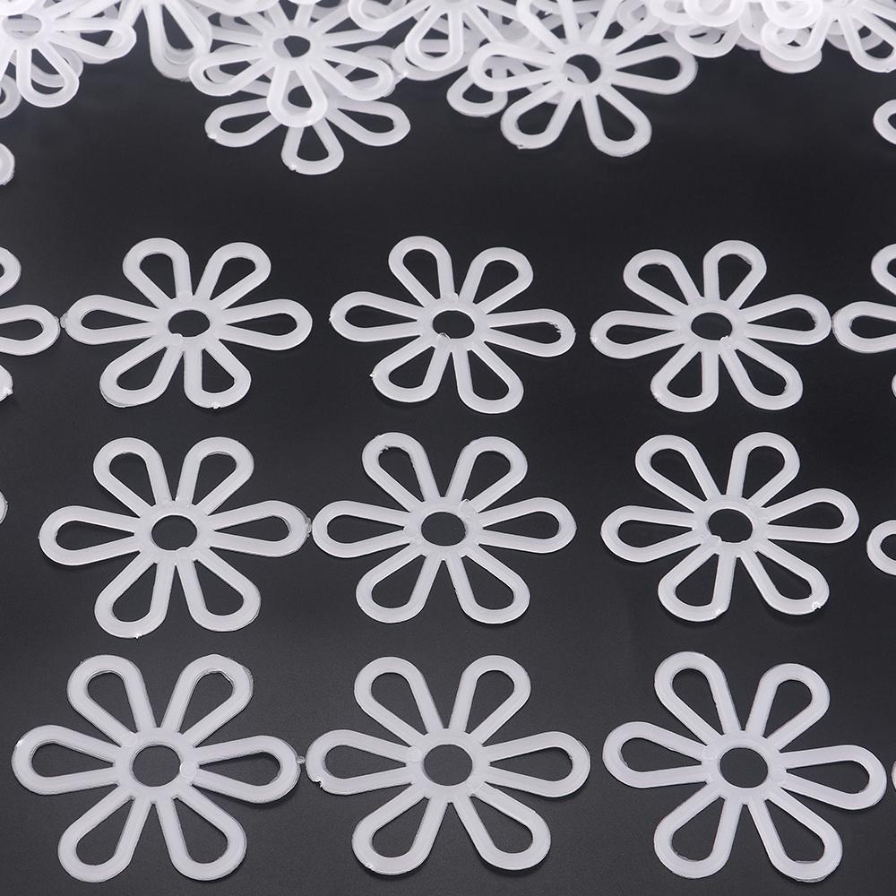 200pcs White Plastic Flower-Shaped Weaving Mesh Straps - DIY Craft Accessories for Crochet Bags, Wallets, Seat Cushions & More