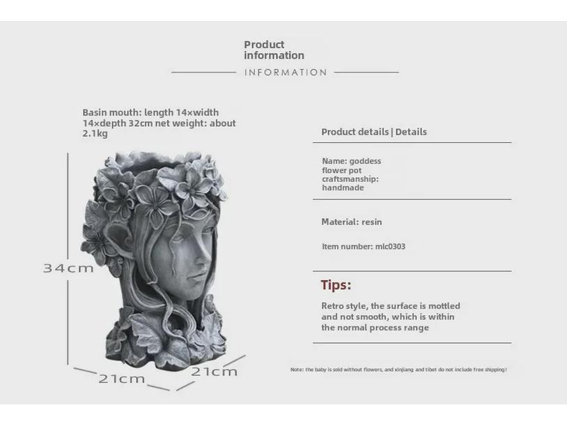 European Garden Goddess Head Planter Venus Sculpture