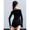 Kids Girls Latin Dance Uniform Long Sleeve Mesh Competition Dress Grading Split Suit Women Ballroom Dancewear Costumes