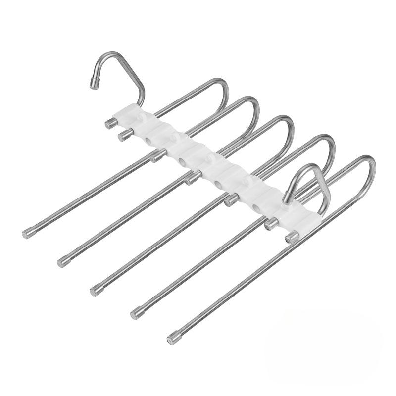 

5-слойная складная вешалка для брюк Многофункциональная вешалка для брюк Вешалка для брюк Магазин домашней одежды Вешалка для брюк из нержавеющей стали серебряный