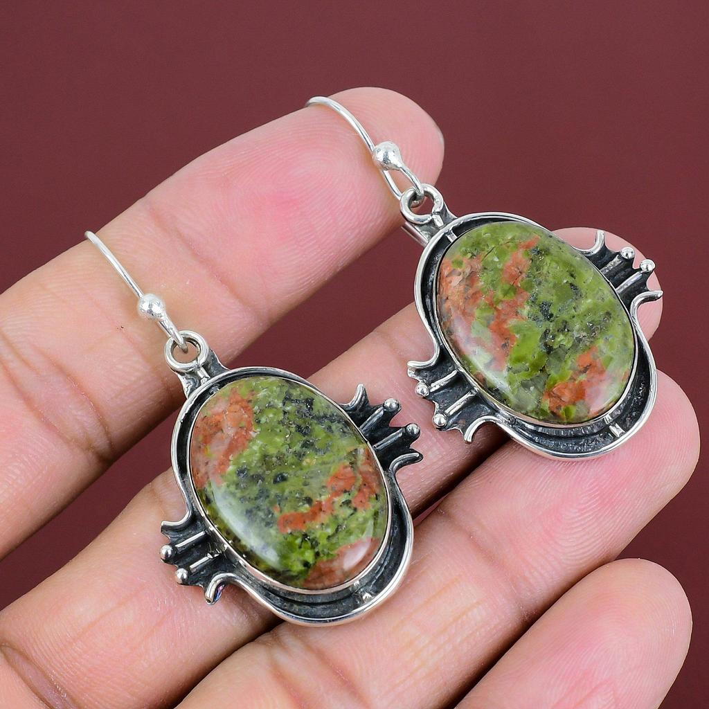 Unakite Earrings Natural Gemstone Jewelry Handmade Brand New Earring 925 Sterling Silver Earring Unakite Jewelry Decent Earring Gift For Her