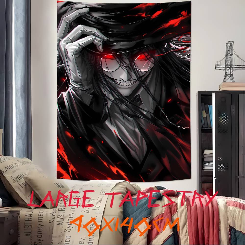 Cool Alucard Anime HHellsing Tapestry Art Printing Japanese Anime Wall Tapestry Anime Wall Hanging Home Decoration