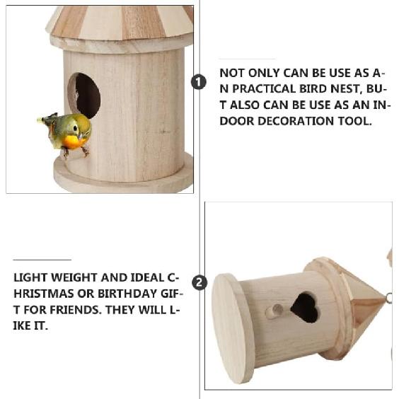 EXCEART Unfinished Wooden Birdhouse 2-Pack, Modern Style, As Shown, Small Bird, Wood Material, DIY