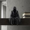 Gothic Home Decor 3D Printed Tabletop Figurine, Grim Reaper Sitting Statue, Halloween Table Ornaments Spooky Sculpture for Garden or Bookshelf,