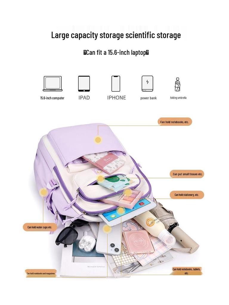 Lightweight Large Capacity Double Shoulder Backpack for Girls 2025 - Ideal for Middle and High School Students