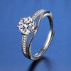 925 Sterling Silver Moissanite Love Ring, PT950 White Gold Plated, Colorfast Luxury Women's Band