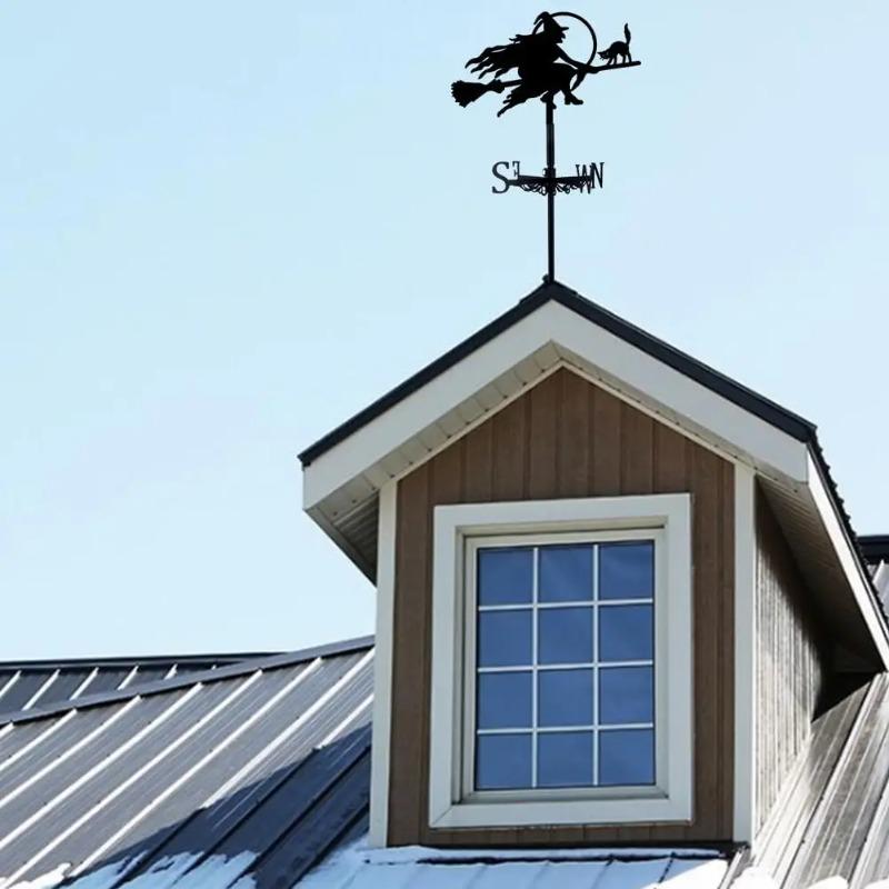 Weather Vane Metal Animal Iron, Witch And Dragon, Witch and Cat, Rooster, Outdoor Roof Garden Decoration Weather Vane, Home Crafts, Holiday Gifts