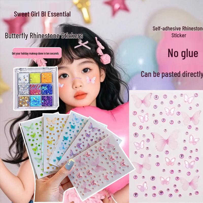Children's Day Butterfly Fairy Face Stickers: Adhesive-Free, Self-Adhesive Diamond Stickers for Stage Makeup and Concerts