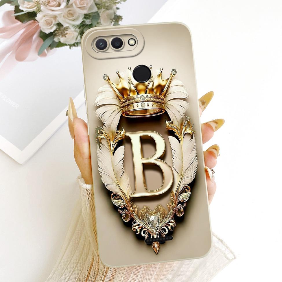 Cover For Redmi 6 Case Luxury A-Z Letters Fashion Crown 2D Painted Silicone Phone Casing M1804C3DG M1804C3DH M1804C3DI