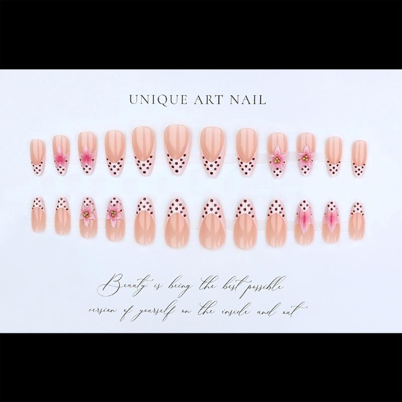 Elegante Uña Postiza Floral Esculpida en 3D Uña de Presionar ABS Fácil Aplicación Larga Duración Para Evento Nupcial Oficina