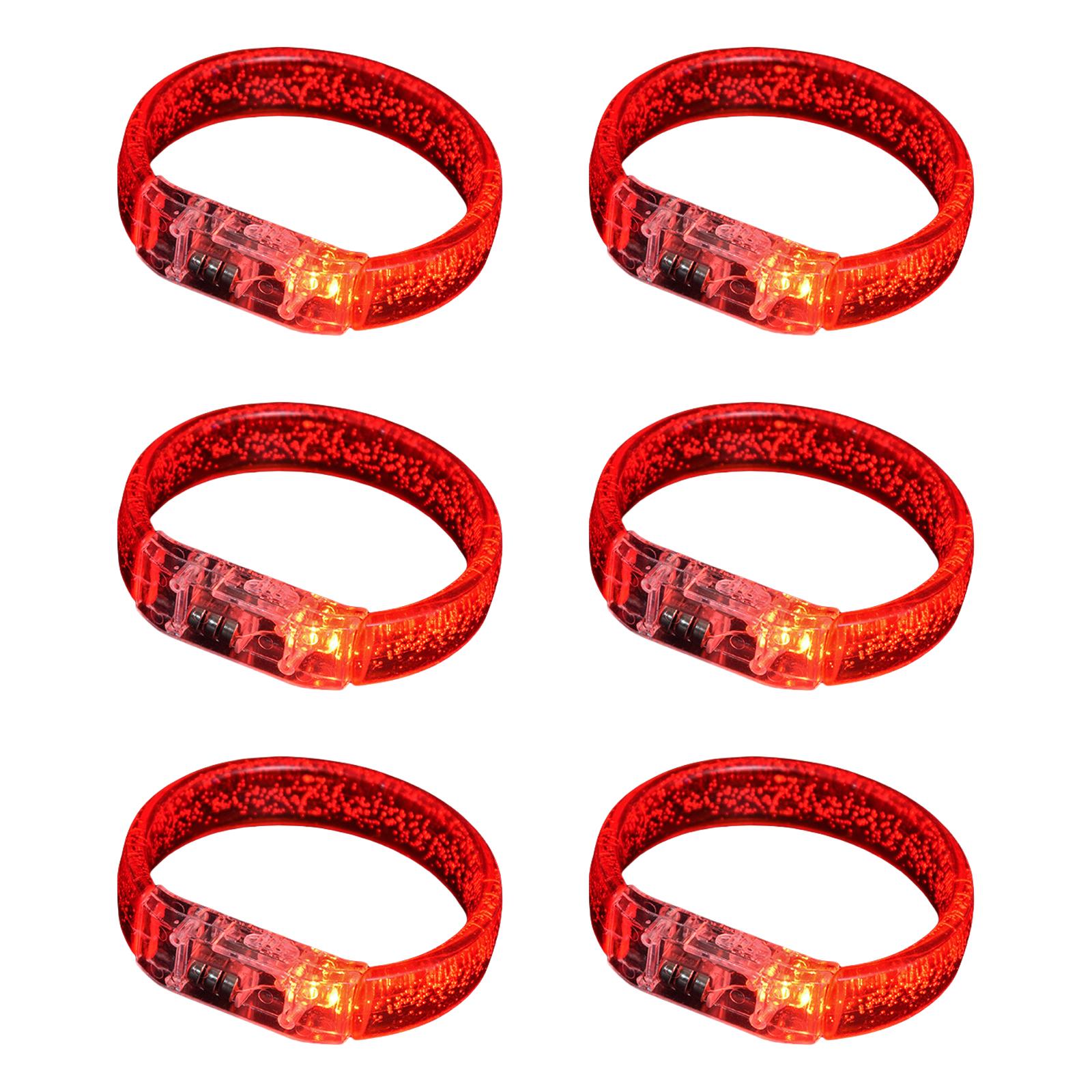 

Набір з 6 браслетів, що світяться, для дитячих вечірок, акрилові світлодіодні браслети, аксесуар, фестивальні подарунки, прикраси червоний