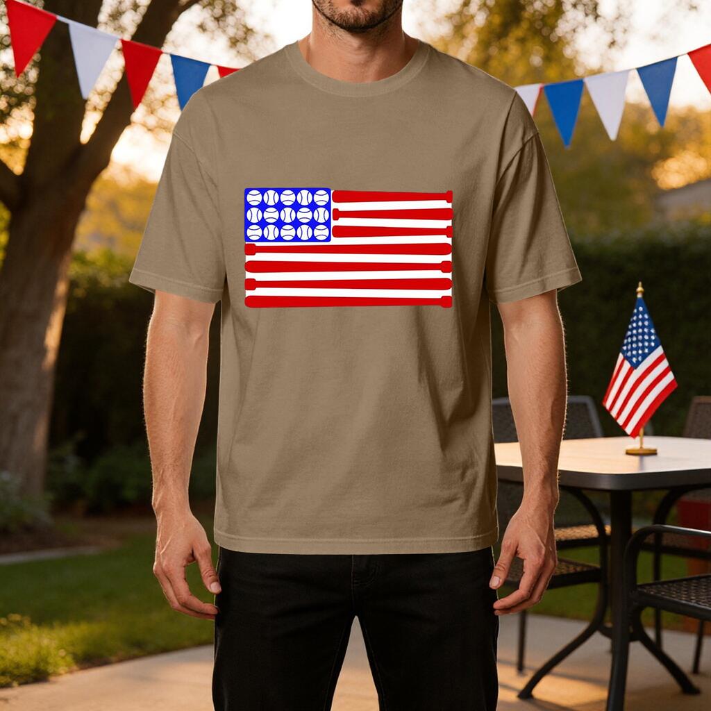 Men's Casual Independence Day T-Shirt Lightweight Breathable Ice Silk Fabric Short Sleeve Crew Neck Printed Sports Tee