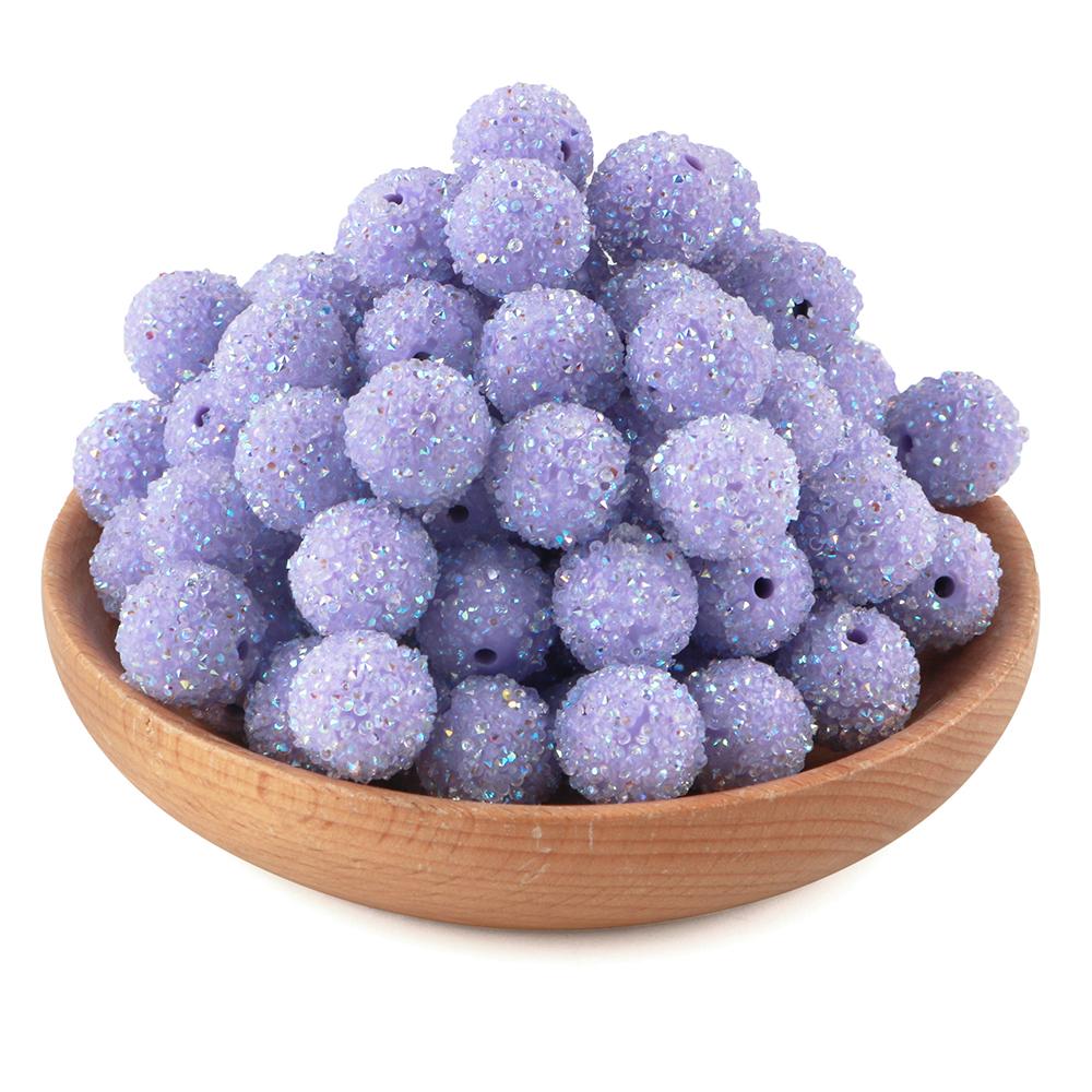 15Pcs 16MM Resin  Round Acrylic Beads Sugar Sand Pasting Process Fashion For Jewelry Making DIY Handmade Bracelets Accessories