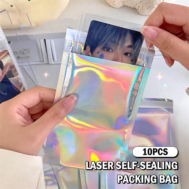 10Pcs Self-Sealing Laser Small Plastic Bags For Jewelry Pouch Jewelry Transparent Display Gift Packaging Storage Bag