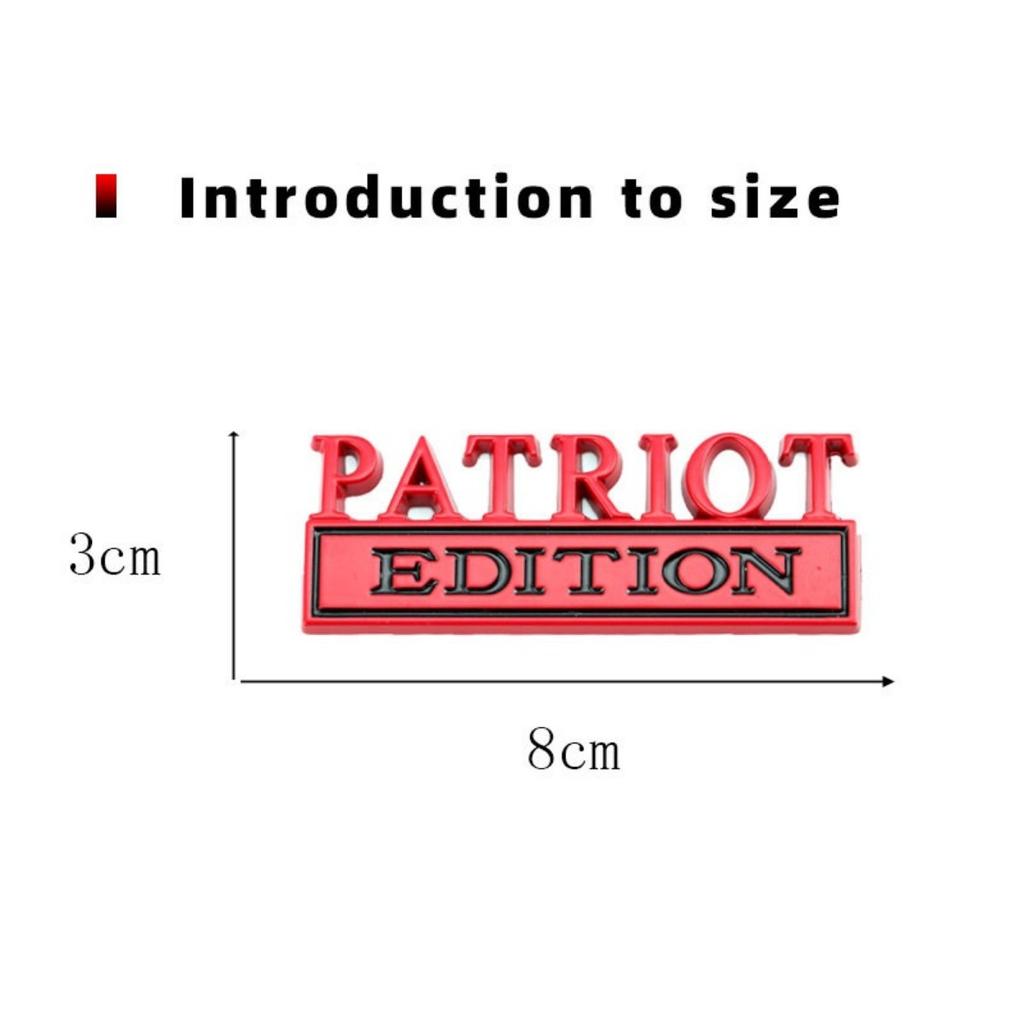 1Pc 3D Metal Patriot Edition Logo Car Front Grille Badge Side Fender Rear Trunk Emblem Sticker Decal