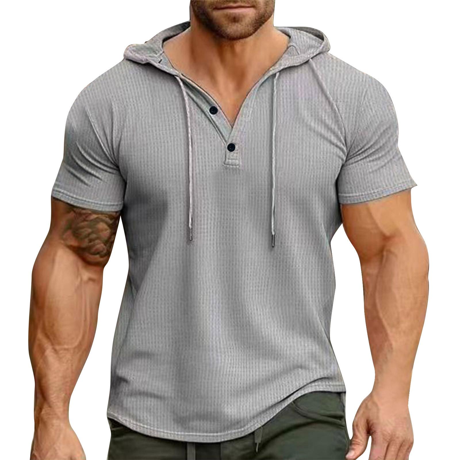 

Мужская футболка с короткими рукавами для спорта и фитнеса, модный топ с капюшоном XXXL