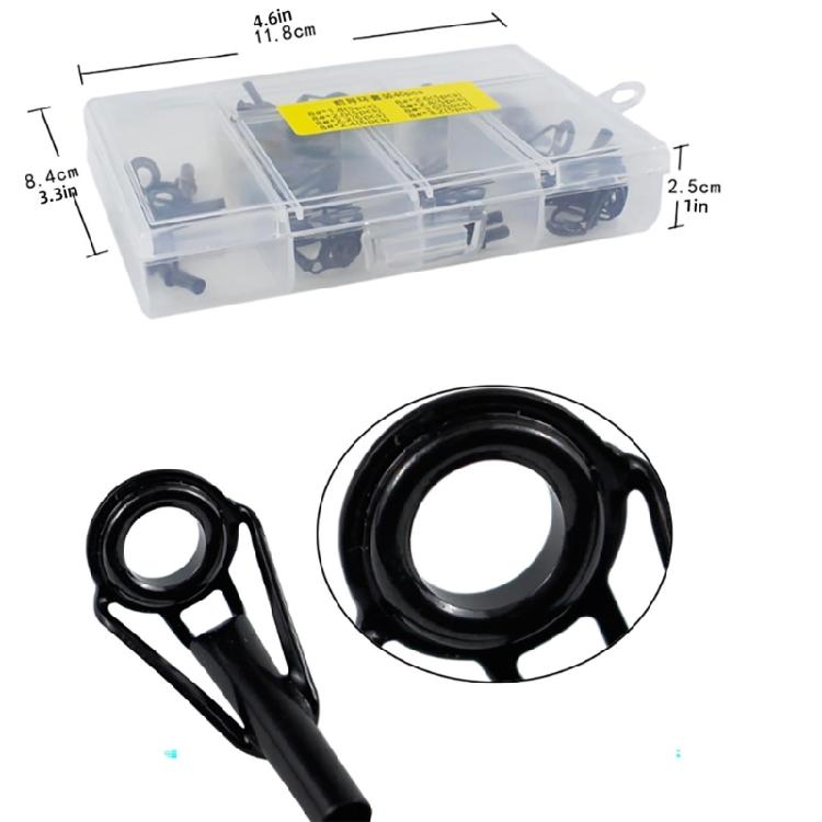 40Pcs Rod Tip Ceramic Guide Rings Fishing Rod Tip Guides Replacement Kits Rod Eyelet Rod Tip Repair Kits Easy to Use