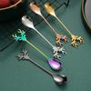 1pc 304 Stainless Steel Cartoon Christmas Elk Spoon Cute Deer Head Mini Ice Cream Spoons Coffee Dessert Stirring Spoon Tableware