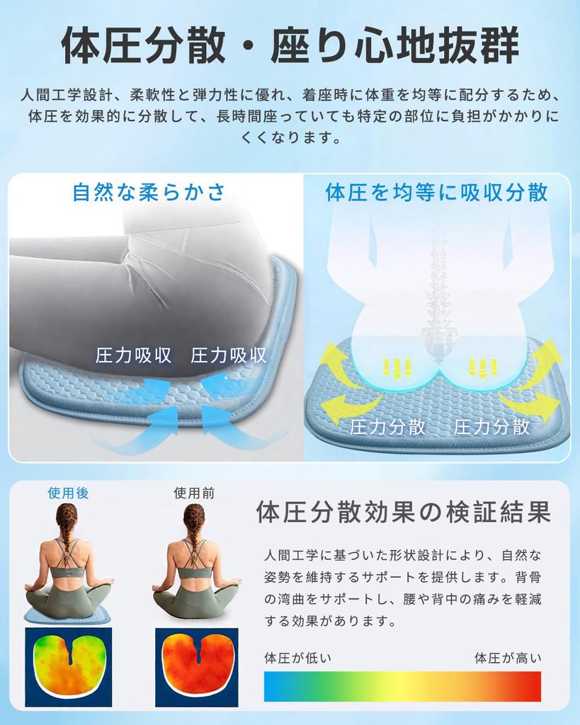 Car Gel Highly Pressure Honeycomb High Portable and for and Chair Large Size Cushion, Cooling, Breathable, Dispersion, Structure, Rebound, Non-Slip,