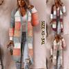 Stylish Women Long Sleeve Striped Patchwork Cardigan Comfy Casual Sweater Female Autumn Long Cardigan