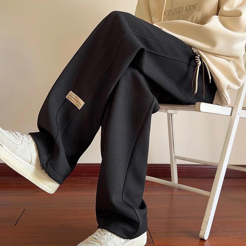 Men's American Retro Japanese-Style Oversized White Wide-Leg Pants